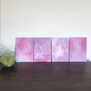 Set of 4 pour paintings on flat canvas wall art